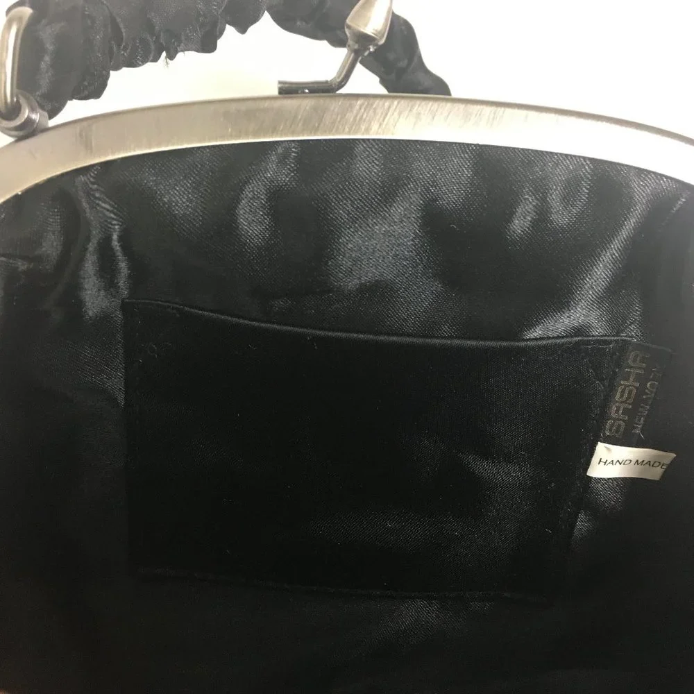Ruched Satin Beaded Handbag NWOT
